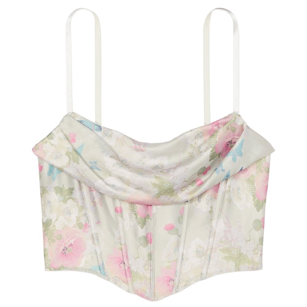 Victoria’s Secret satin floral draped corset top